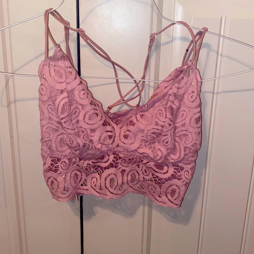 Pink lace bralette